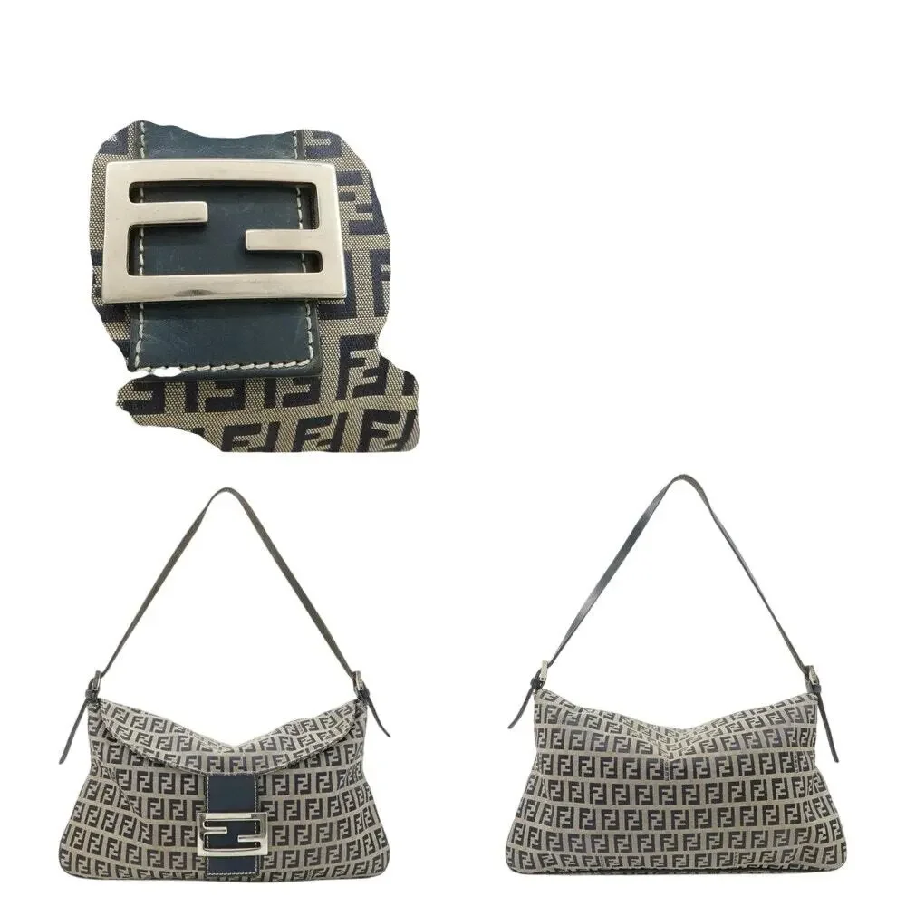 💎✨BEAUTIFUL✨💎Authentic FENDI Zucchino Mamma Baguette Shoulder Bag - Picture 8 of 10